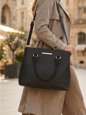 Steve Madden Black Satchel with Crossbody Strap